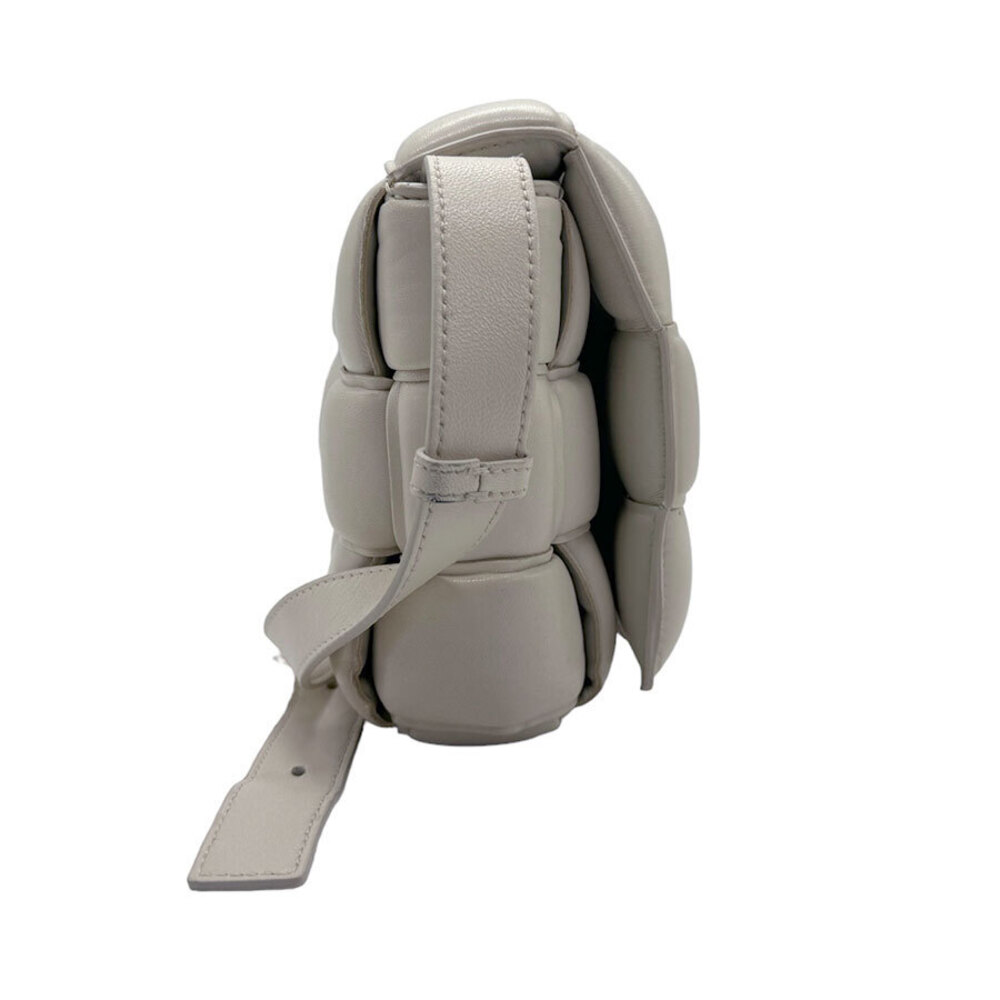 Bottega Veneta White Cassette Leather Padded Shoulder Bag